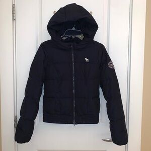 Abercrombie Kids Navy Blue Hooded Down Puffer Jacket Size XL